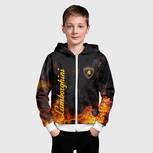 Детская толстовка на молнии LAMBORGHINI / 3D-Белый – фото 3