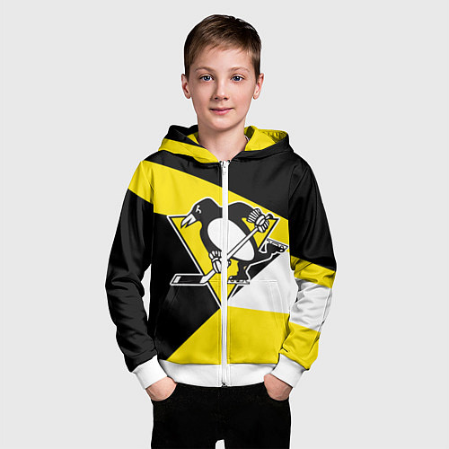 Детская толстовка на молнии Pittsburgh Penguins Exclusive / 3D-Белый – фото 3