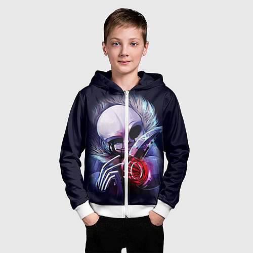 Детская толстовка на молнии UNDERTALE SANS / 3D-Белый – фото 3