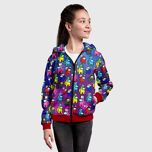 Детская толстовка на молнии AMONG US / 3D-Красный – фото 4