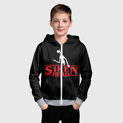 Детская толстовка на молнии Siren Head / 3D-Меланж – фото 3