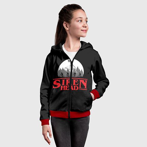Детская толстовка на молнии Siren Head / 3D-Красный – фото 4