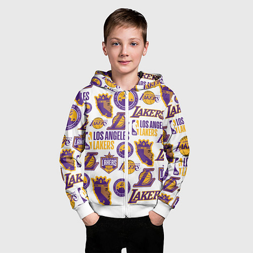 Детская толстовка на молнии LAKERS LOGO / 3D-Белый – фото 3