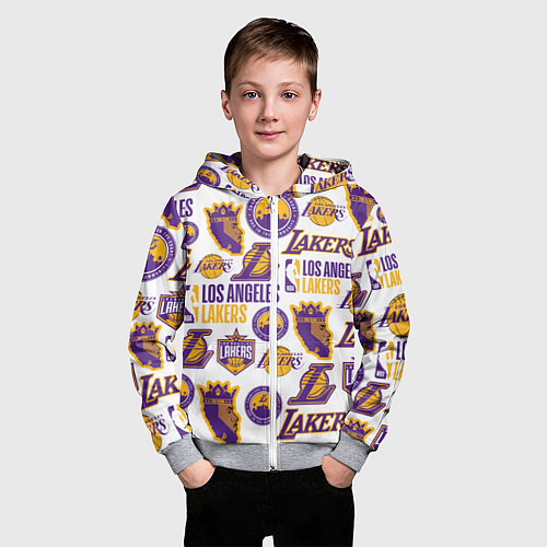 Детская толстовка на молнии LAKERS LOGO / 3D-Меланж – фото 3