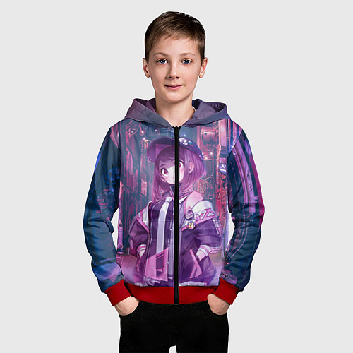 Детская толстовка на молнии Урарака Очако / 3D-Красный – фото 3