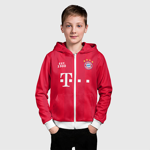 Детская толстовка на молнии BAYERN 2021 - ДОМАШНЯЯ / 3D-Белый – фото 3
