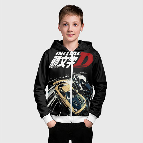 Детская толстовка на молнии Initial D Z / 3D-Белый – фото 3