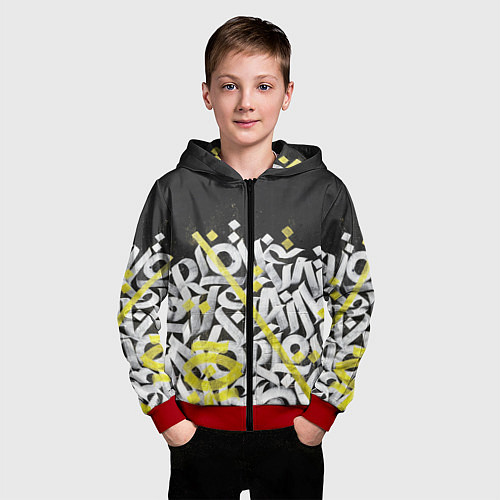 Детская толстовка на молнии GRAFFITY / 3D-Красный – фото 3