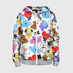 Толстовка на молнии детская BTS BT21, цвет: 3D-меланж