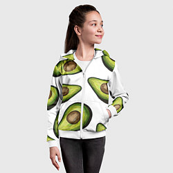 Толстовка на молнии детская Авокадо, цвет: 3D-белый — фото 2