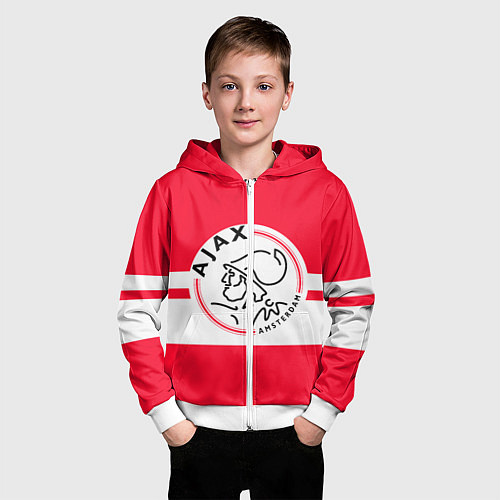 Детская толстовка на молнии AJAX AMSTERDAM / 3D-Белый – фото 3