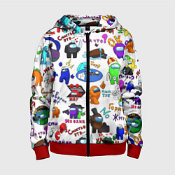 Толстовка на молнии детская AMONG US STICKERBOMBING, цвет: 3D-красный