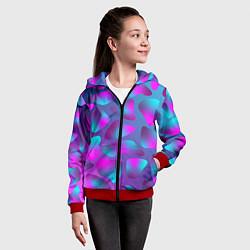 Толстовка на молнии детская Неоновые капли, цвет: 3D-красный — фото 2
