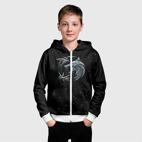 Детская толстовка на молнии Ведьмак Зима / 3D-Белый – фото 3