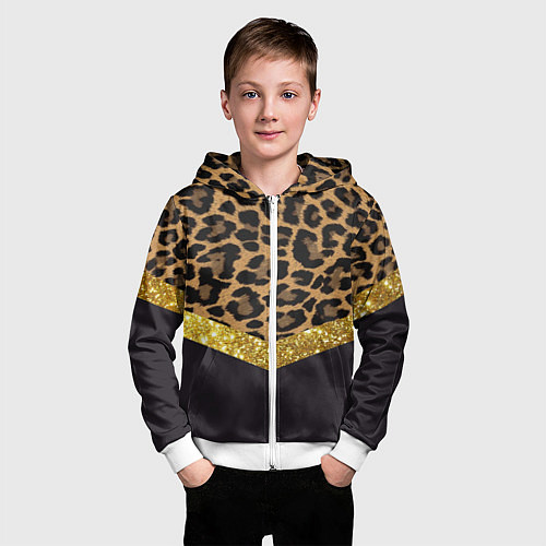 Детская толстовка на молнии Леопардовый принт / 3D-Белый – фото 3