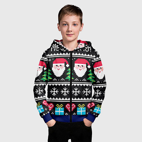 Детская толстовка на молнии Ho! Ho! Ho! / 3D-Синий – фото 3