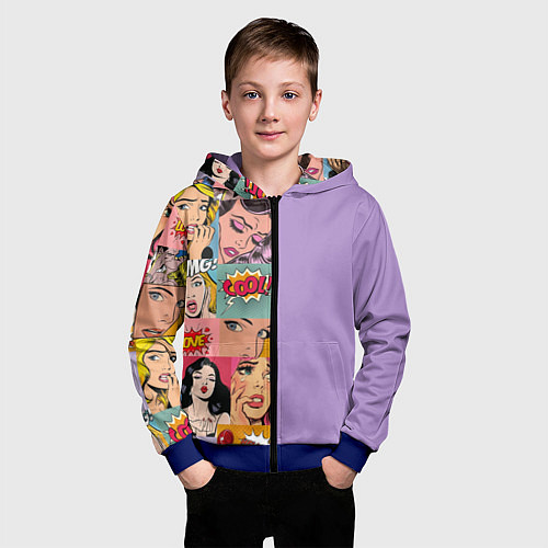 Детская толстовка на молнии Pop Art Girls / 3D-Синий – фото 3