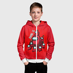Толстовка на молнии детская AMONG US, цвет: 3D-белый — фото 2
