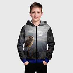 Толстовка на молнии детская Сова, цвет: 3D-синий — фото 2