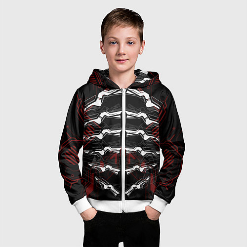 Детская толстовка на молнии Цифровой киберскелет / 3D-Белый – фото 3