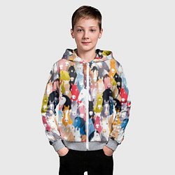 Толстовка на молнии детская Цветные лошади, цвет: 3D-меланж — фото 2