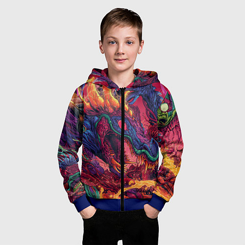 Детская толстовка на молнии HYPER BEAST / 3D-Синий – фото 3