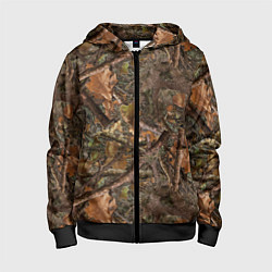 Толстовка на молнии детская Охотничий камуфляж, цвет: 3D-черный