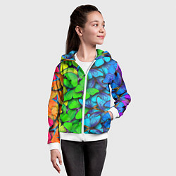 Толстовка на молнии детская Радужные бабочки, цвет: 3D-белый — фото 2