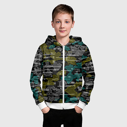 Детская толстовка на молнии Futuristic Camo / 3D-Белый – фото 3