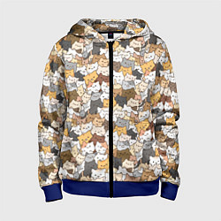 Толстовка на молнии детская Котики муркотики, цвет: 3D-синий