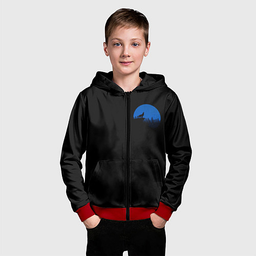 Детская толстовка на молнии Луна / 3D-Красный – фото 3