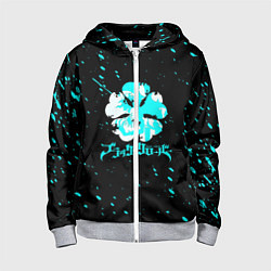 Толстовка на молнии детская Черный клевер, цвет: 3D-меланж