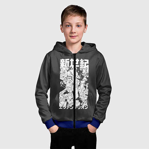 Детская толстовка на молнии Евангилион / 3D-Синий – фото 3