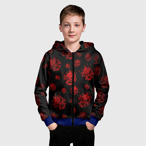 Детская толстовка на молнии RED SAMURAI PATTERN / 3D-Синий – фото 3