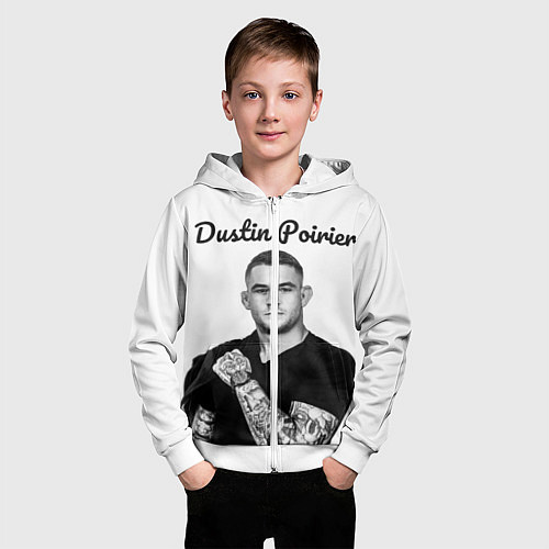 Детская толстовка на молнии Dustin Poirier / 3D-Белый – фото 3