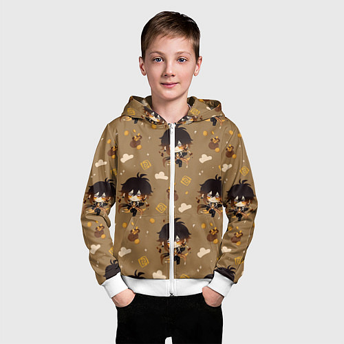 Детская толстовка на молнии Чиби Чжун Ли / 3D-Белый – фото 3