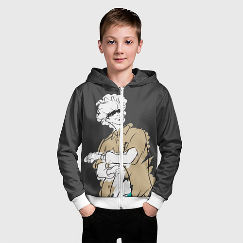 Детская толстовка на молнии Годжо Магическая Битва / 3D-Белый – фото 3