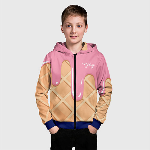 Детская толстовка на молнии Мороженое Рожок / 3D-Синий – фото 3