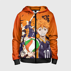 Толстовка на молнии детская ВОЛЕЙБОЛ!! HAIKYUU!!, цвет: 3D-черный