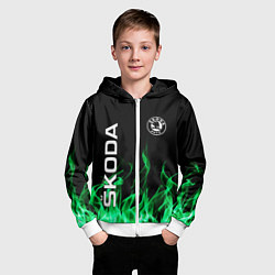 Толстовка на молнии детская SKODA, цвет: 3D-белый — фото 2
