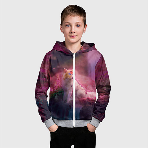 Детская толстовка на молнии Лисичка / 3D-Меланж – фото 3