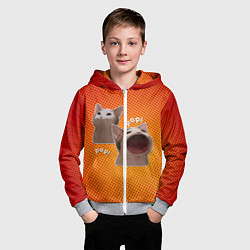 Толстовка на молнии детская Cat Pop Мем, цвет: 3D-меланж — фото 2