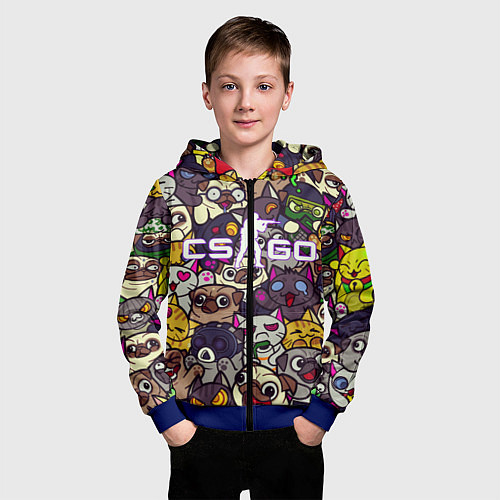Детская толстовка на молнии CS:GO - Paw Paw Лапки / 3D-Синий – фото 3