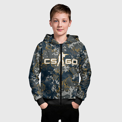 Детская толстовка на молнии CS:GO - Camo / 3D-Черный – фото 3