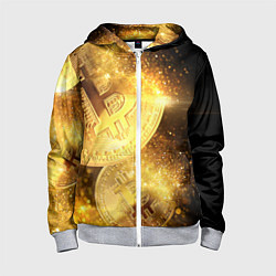 Толстовка на молнии детская БИТКОИН ЗОЛОТО BITCOIN GOLD, цвет: 3D-меланж