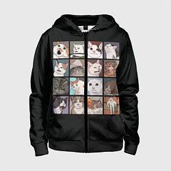 Толстовка на молнии детская Коты и кошки, цвет: 3D-черный