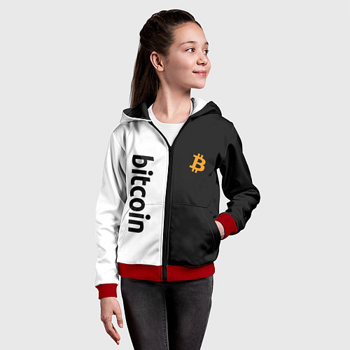 Детская толстовка на молнии БИТКОИН BITCOIN Z / 3D-Красный – фото 4
