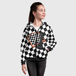 Толстовка на молнии детская Шахматы, цвет: 3D-черный — фото 2