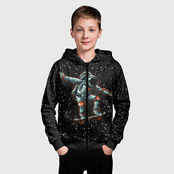 Толстовка на молнии детская Космонавт На Скейтборде, цвет: 3D-черный — фото 2