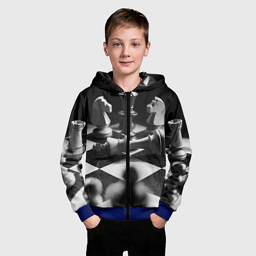 Детская толстовка на молнии Шахматы / 3D-Синий – фото 3
